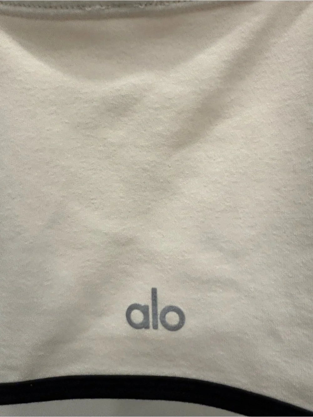 ALO Yoga Airbrush Streamlined Bra Tank White w/ Black Trim